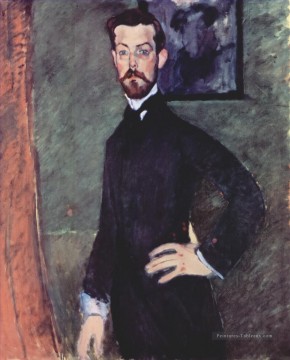 portrait Tableau Peinture - portrait de paul alexander sur fond vert 1909 Amedeo Modigliani